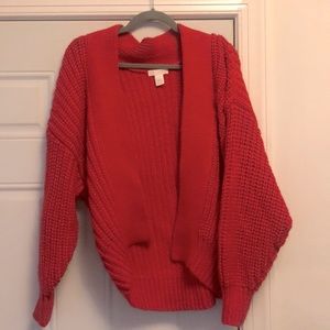 Red H&M Cable-Knit Cardigan